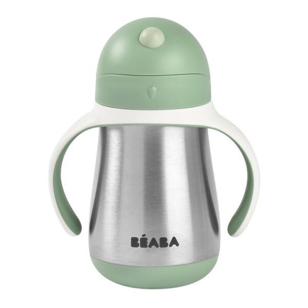 Taza Inox Con Pajita 250ML Verde Oliva Beaba