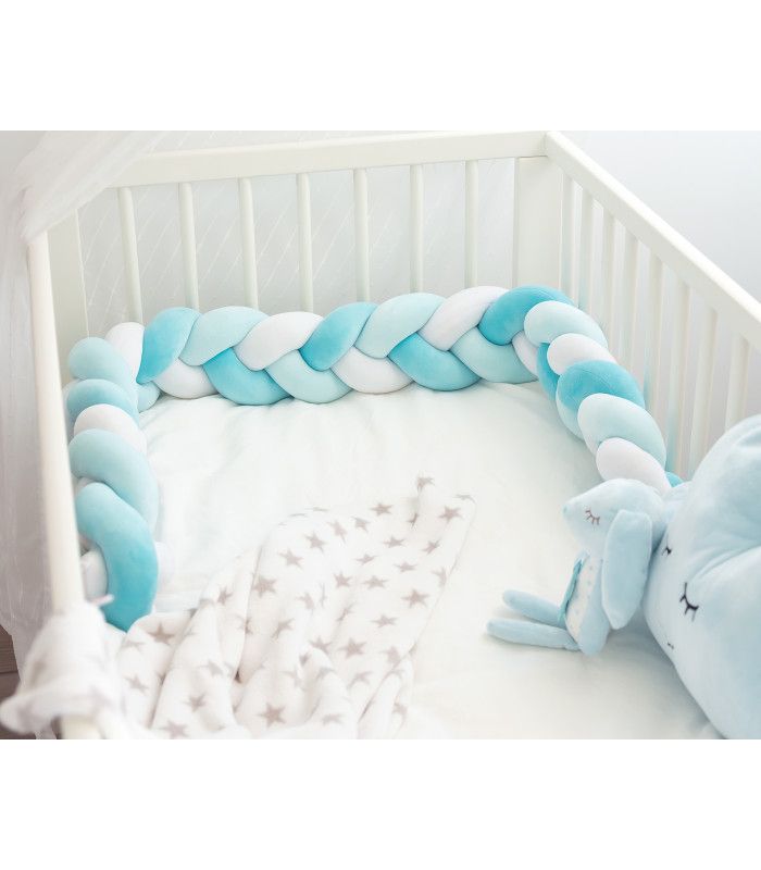 Trenza Protectora Cuna Azul Turquesa 150cm Kiokids - Imagen 2