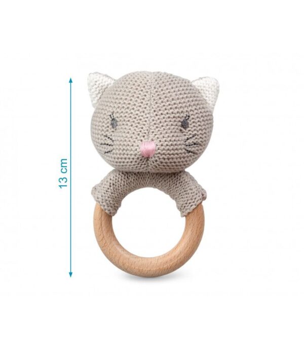 Mordedor Gatito Madera Y Algodón Kiokids