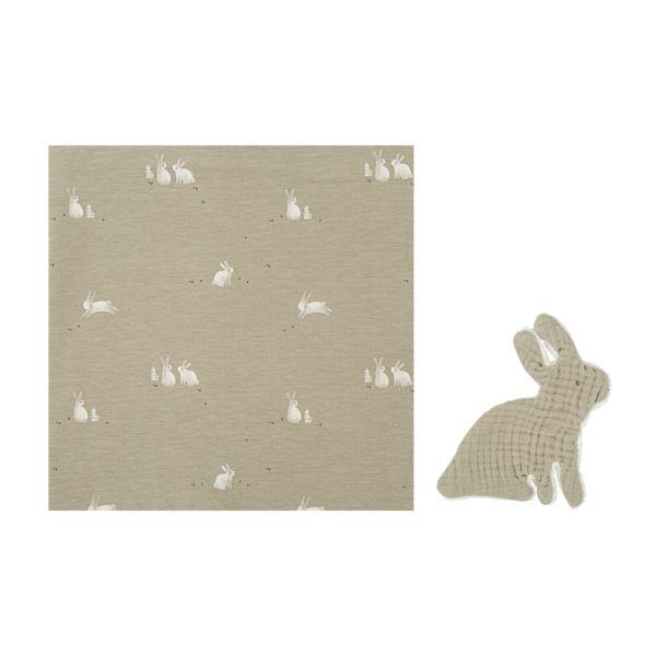 Set Regalo Muselina + Dou Dou Verde Oliva Bunny Bimbidreams