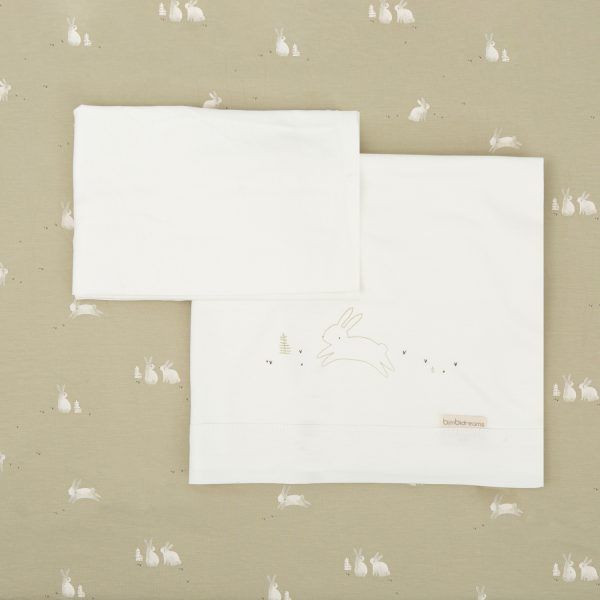 Juego de sabanas Punto Cuna verde Oliva Bunny Bimbidreams