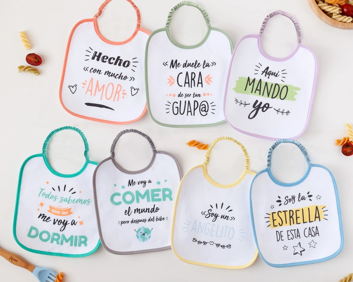 Set 7 Baberos Frases Divertidas Kiokids - Imagen 2
