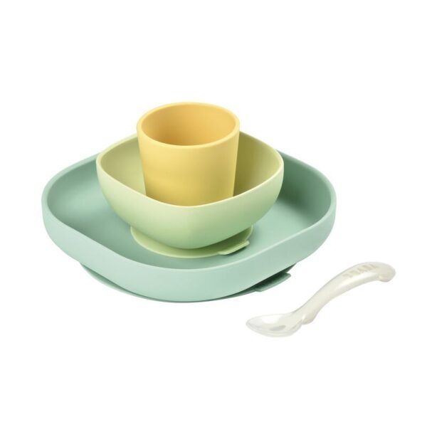 Set Vajilla Silicona 4 Piezas Amarillo Beaba