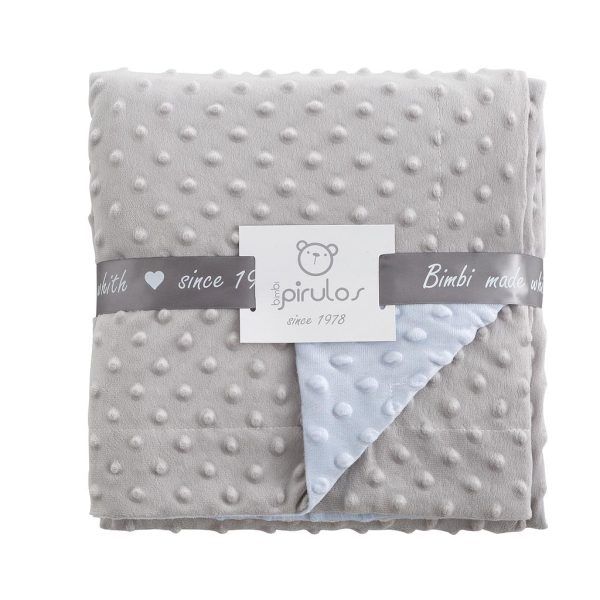 Manta Dots Gris y Azul Bimbidreams