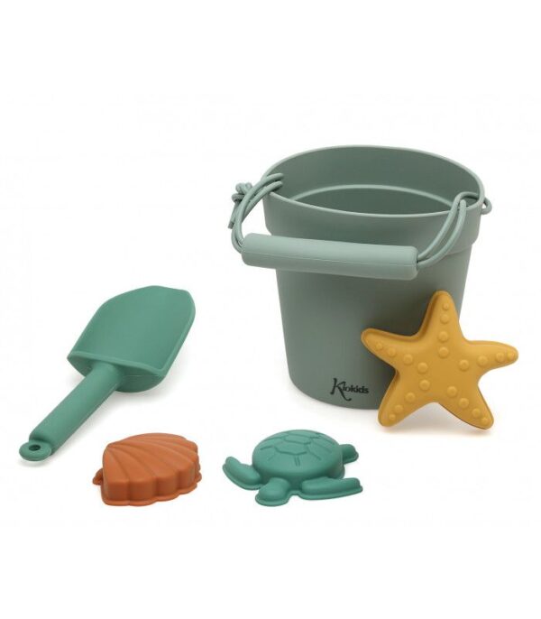 Cubo de Playa con Accesorios Verde Kiokids