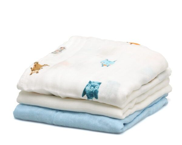 Set 3 Muselinas Bambú Azul Kiokids