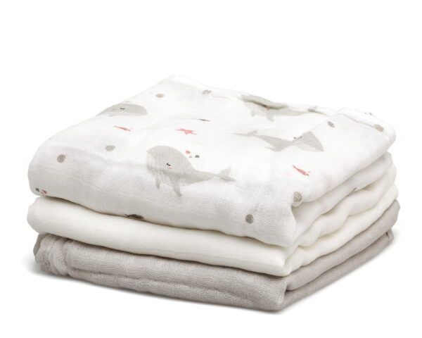 Set 3 Muselinas Bambú Gris Kiokids