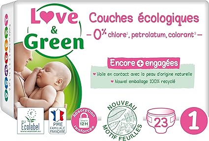 Pañales Ecológicos Love and Green 23 Und Talla 1 - Ares Baby, todo para tu  bebé