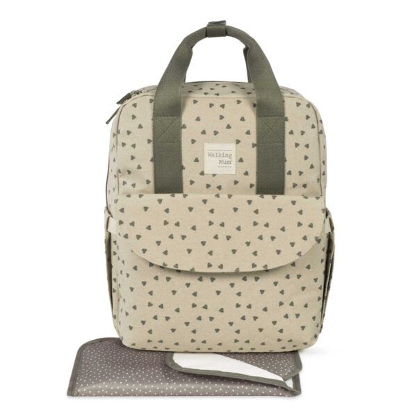 Mochila Poppy Corazones Musgo Walking Mum