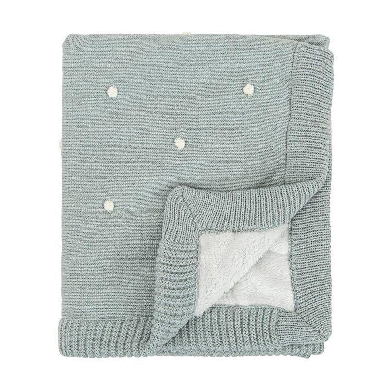 Manta Doble Cara Tricot Dots Menta Bimbidreams