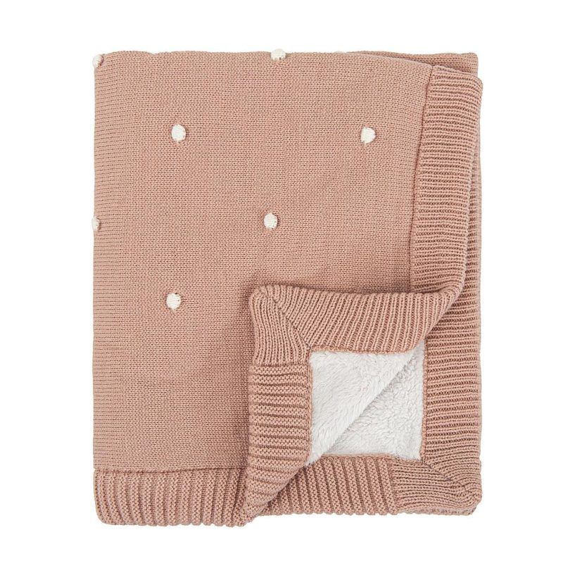 Manta Doble Cara Tricot Dots Rosa Bimbidreams