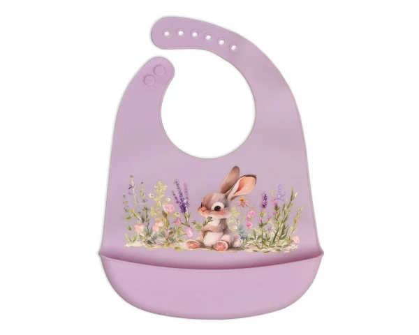 Babero Silicona Conejito Lavanda Kiokids