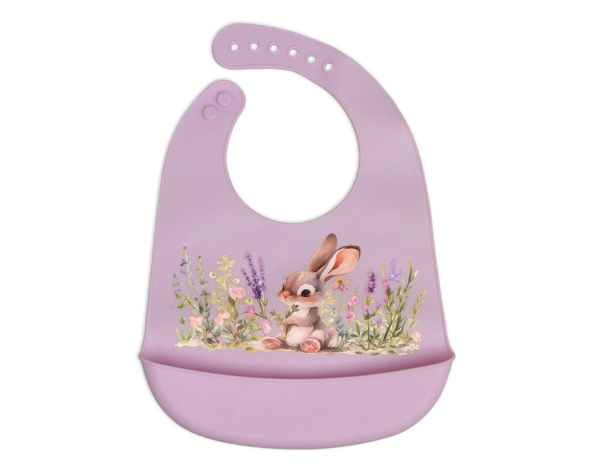 Babero Silicona Conejito Lavanda Kiokids