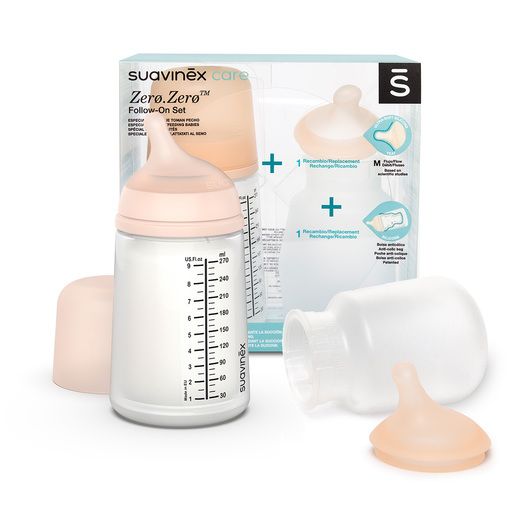 Pack Biberón Anticólicos ZeroZero 270ml con Tetina y Bolsa de Recambio Suavinex