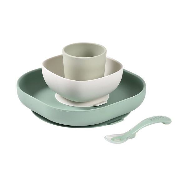 Set Vajilla Silicona 4 Piezas Sage Green Beaba