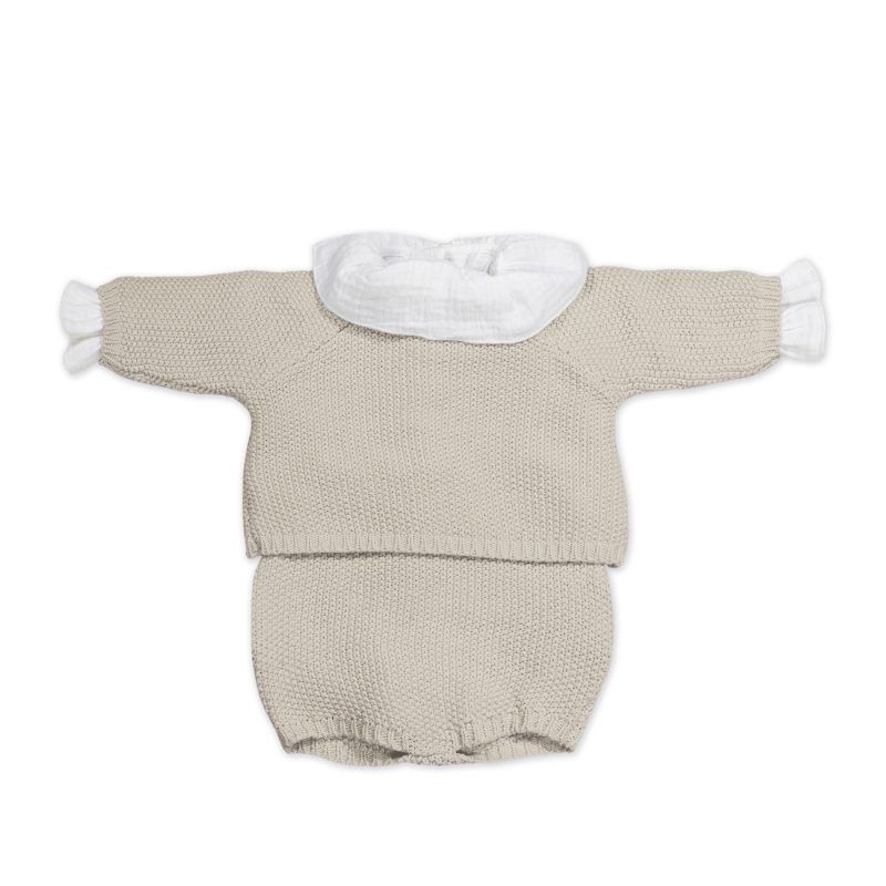 Conjunto primera puesta Tricot Beige Pasito a Pasito