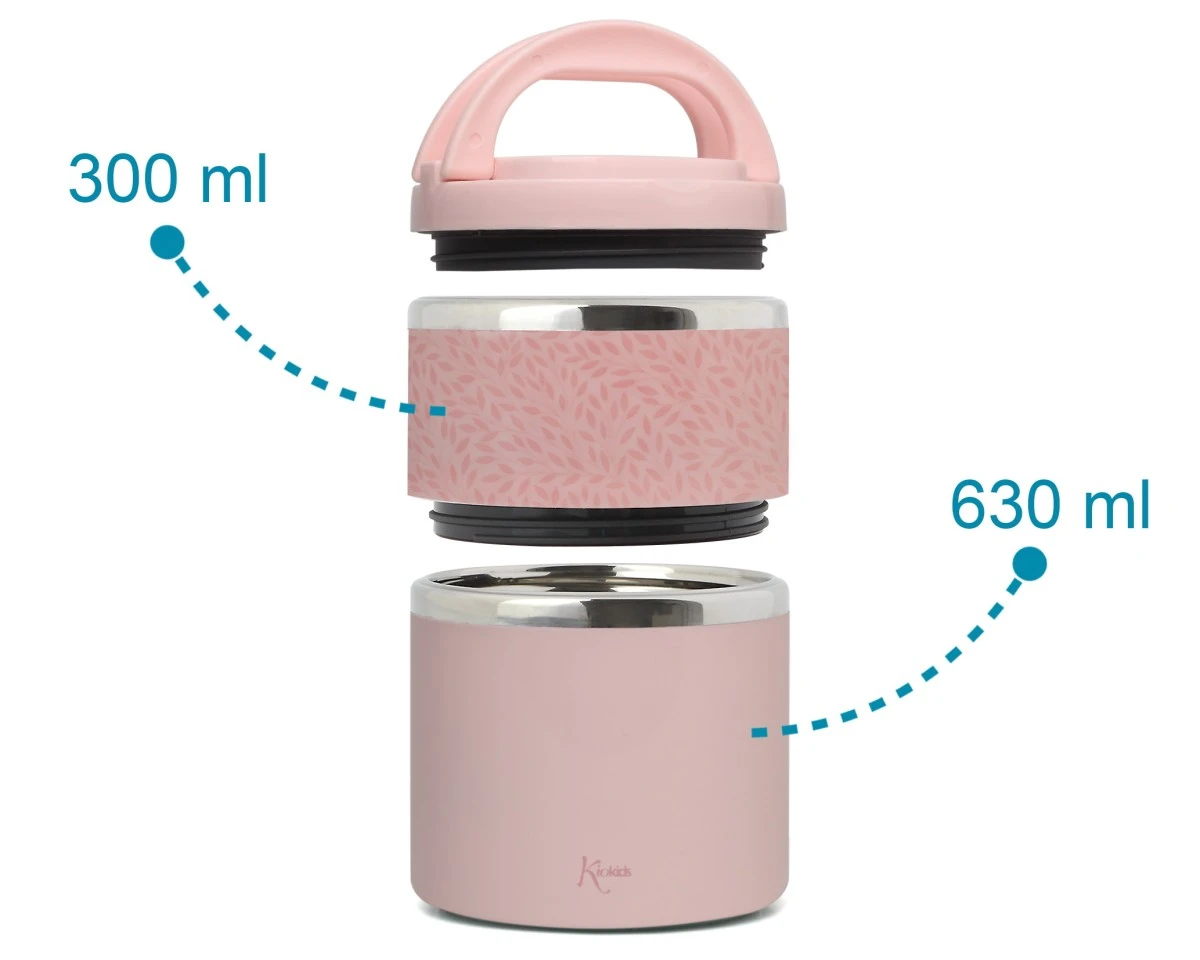 Termo Doble Comida 930ml Rosa Kiokids - Imagen 4