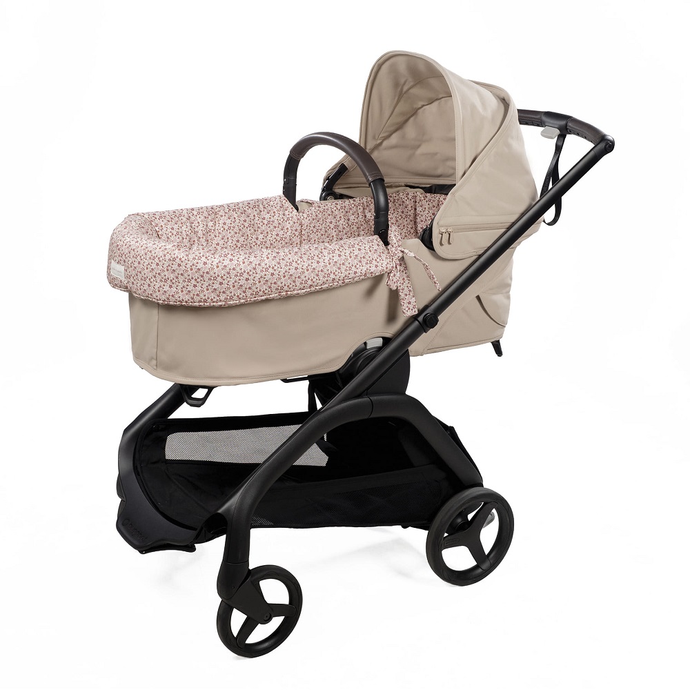 Funda Interior Capazo + Sabana ajustable Cherry Flores Pasito a Pasito