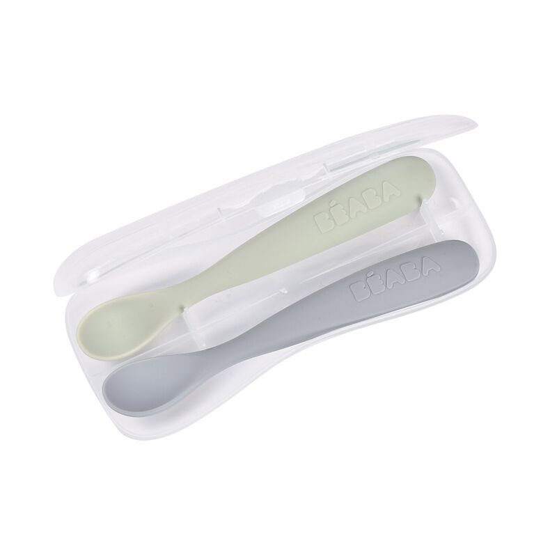 Estuche 2 Cubiertos 1 Edad Gris/Verde Beaba - Imagen 2