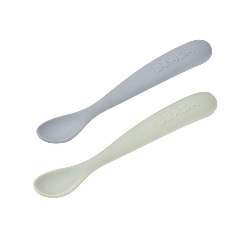 Estuche 2 Cubiertos 1 Edad Gris/Verde Beaba