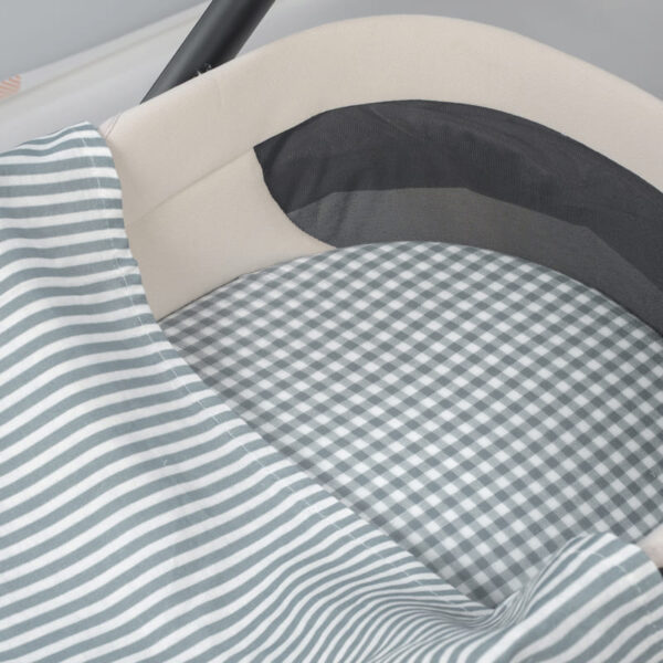 Sabana ajustable cuco Vichy + Muselina Praliné Rayas Matcha Walking Mum