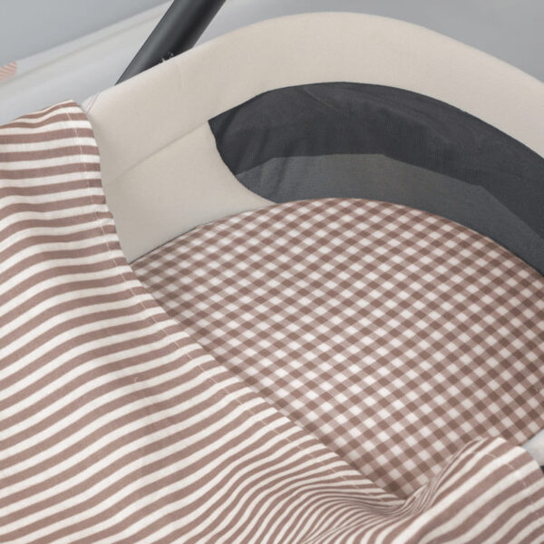 Sabana ajustable cuco Vichy + Muselina Praliné Rayas Moka Walking Mum