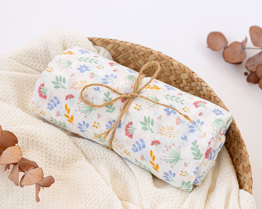 Muselina Bambú Florecitas Kiokids