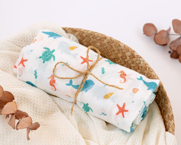 Muselina Bambú Fondo Marino Kiokids