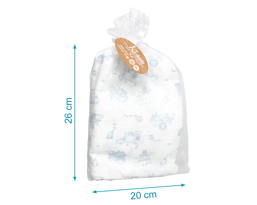 Muselina Bambú Estampado Animales Azul Kiokids - Imagen 3