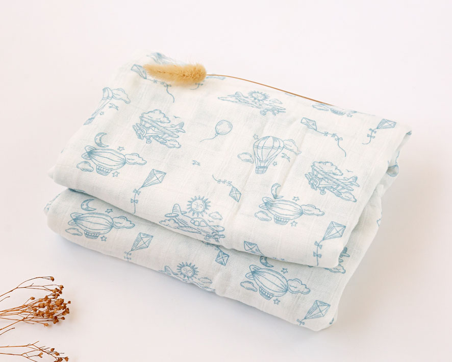 Muselina Bambú Estampado Animales Azul Kiokids - Imagen 2