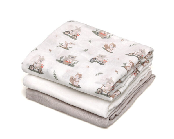 Set 3 Muselinas Bambú Bosque Kiokids