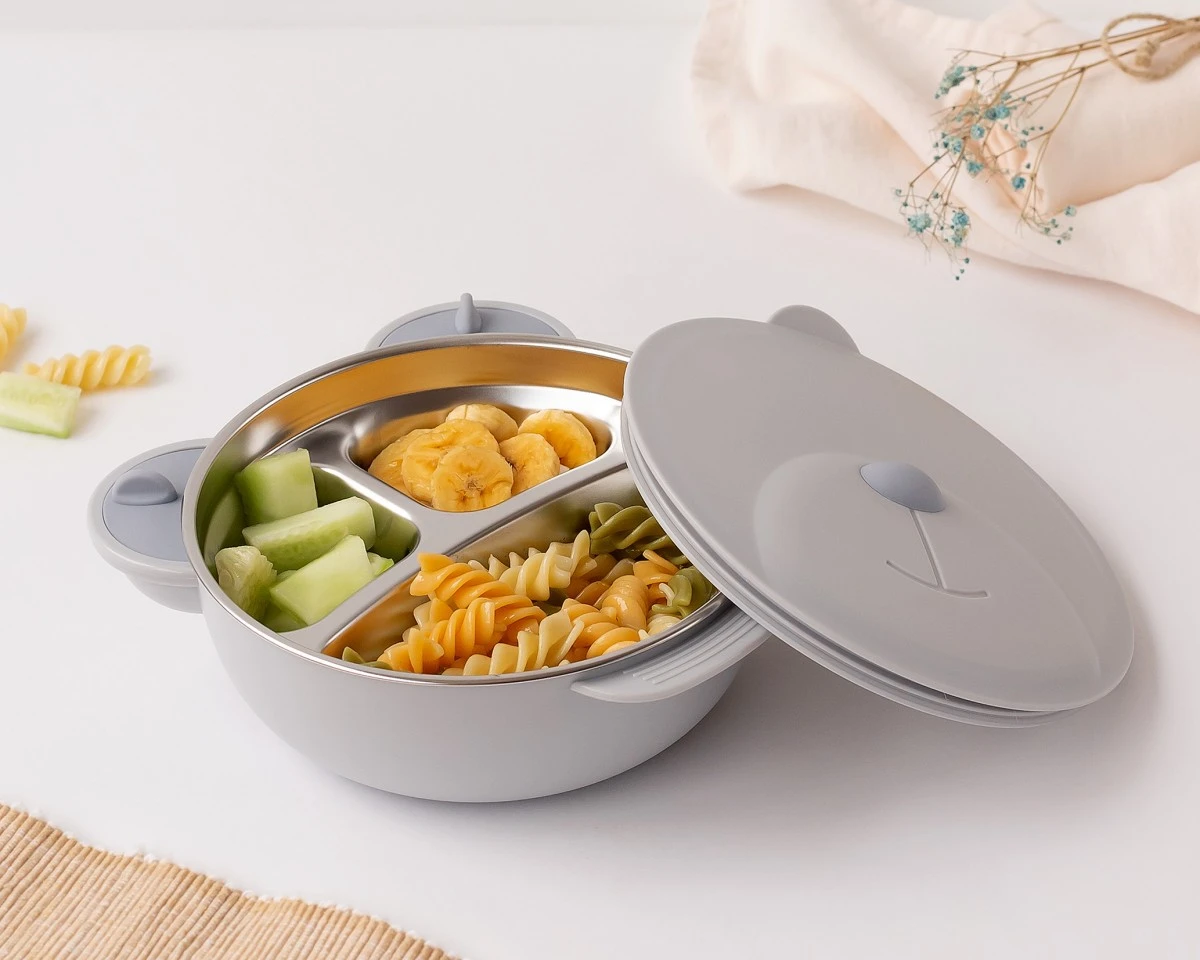 Cuenco Térmico Osito Gris Kiokids - Imagen 2