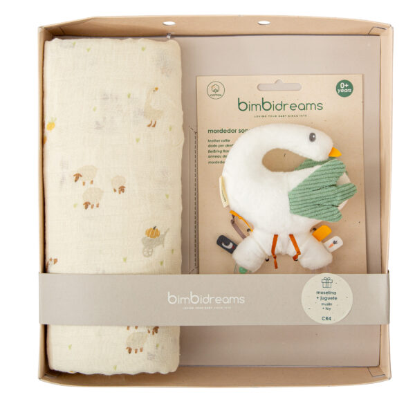 Caja Regalo Muselina y Sonajero Farm Bimbidreams