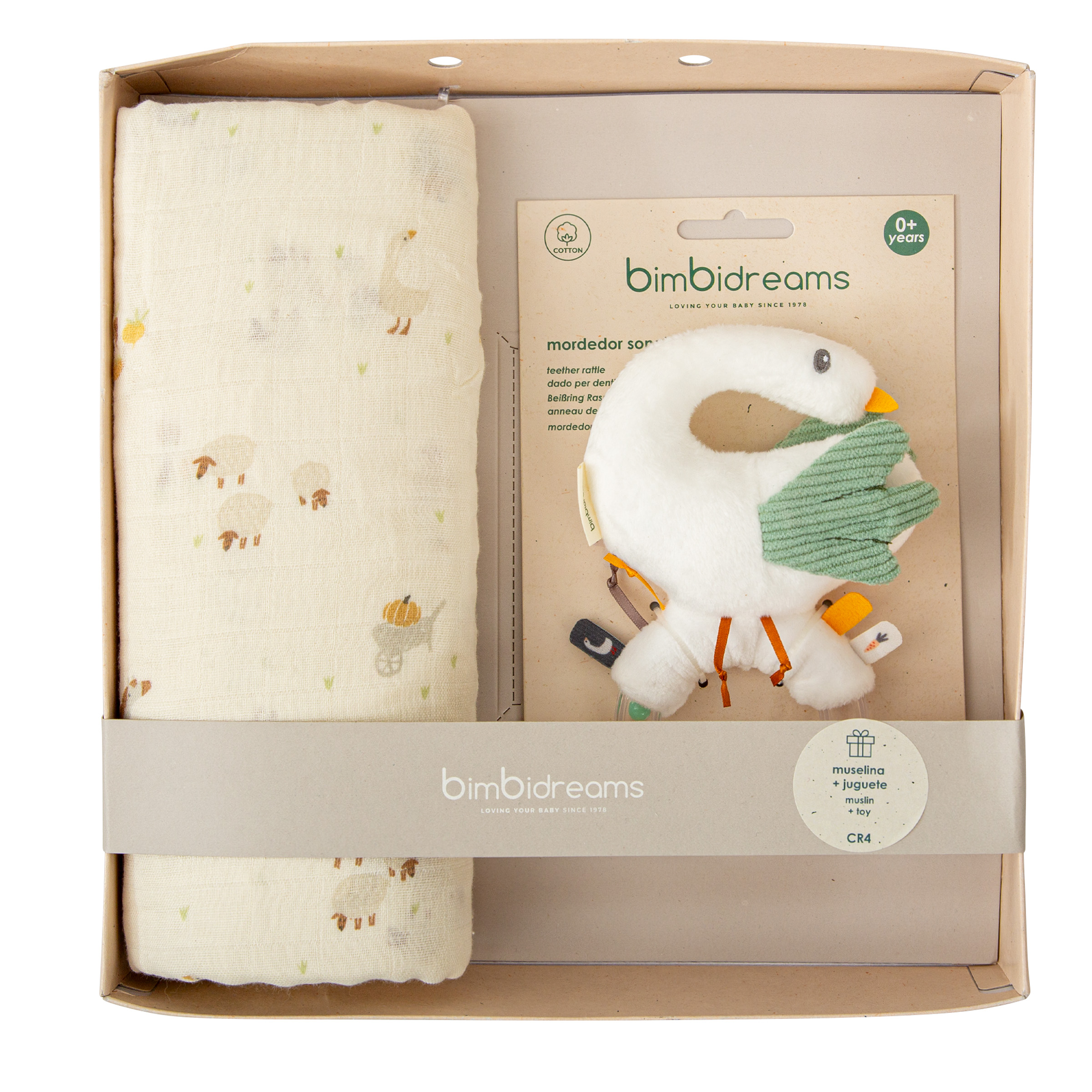 Caja Regalo Muselina y Sonajero Farm Bimbidreams