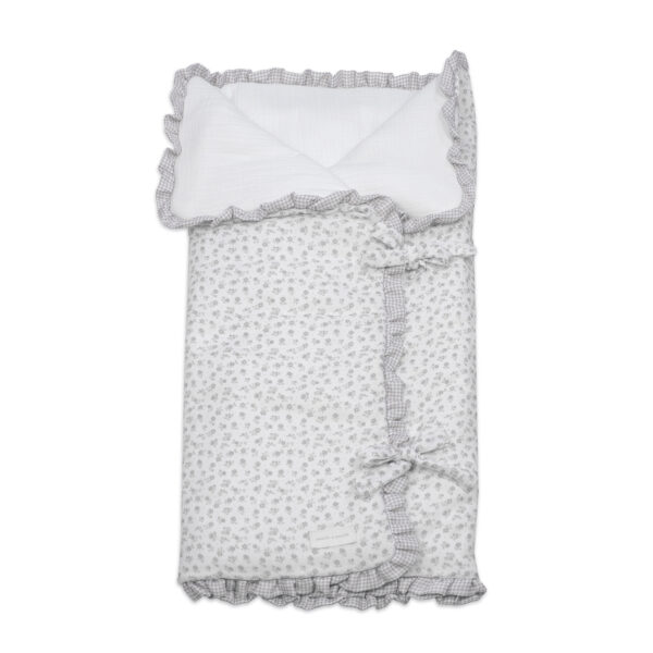Saco Arrullo Manta Little Bloom Flor Gris Pasito a Pasito