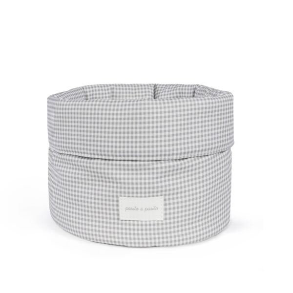 Cesta Organizadora Little Bloom Vichy Gris Pasito a Pasito