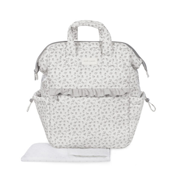 Mochila Little Bloom Flor Gris Pasito a Pasito