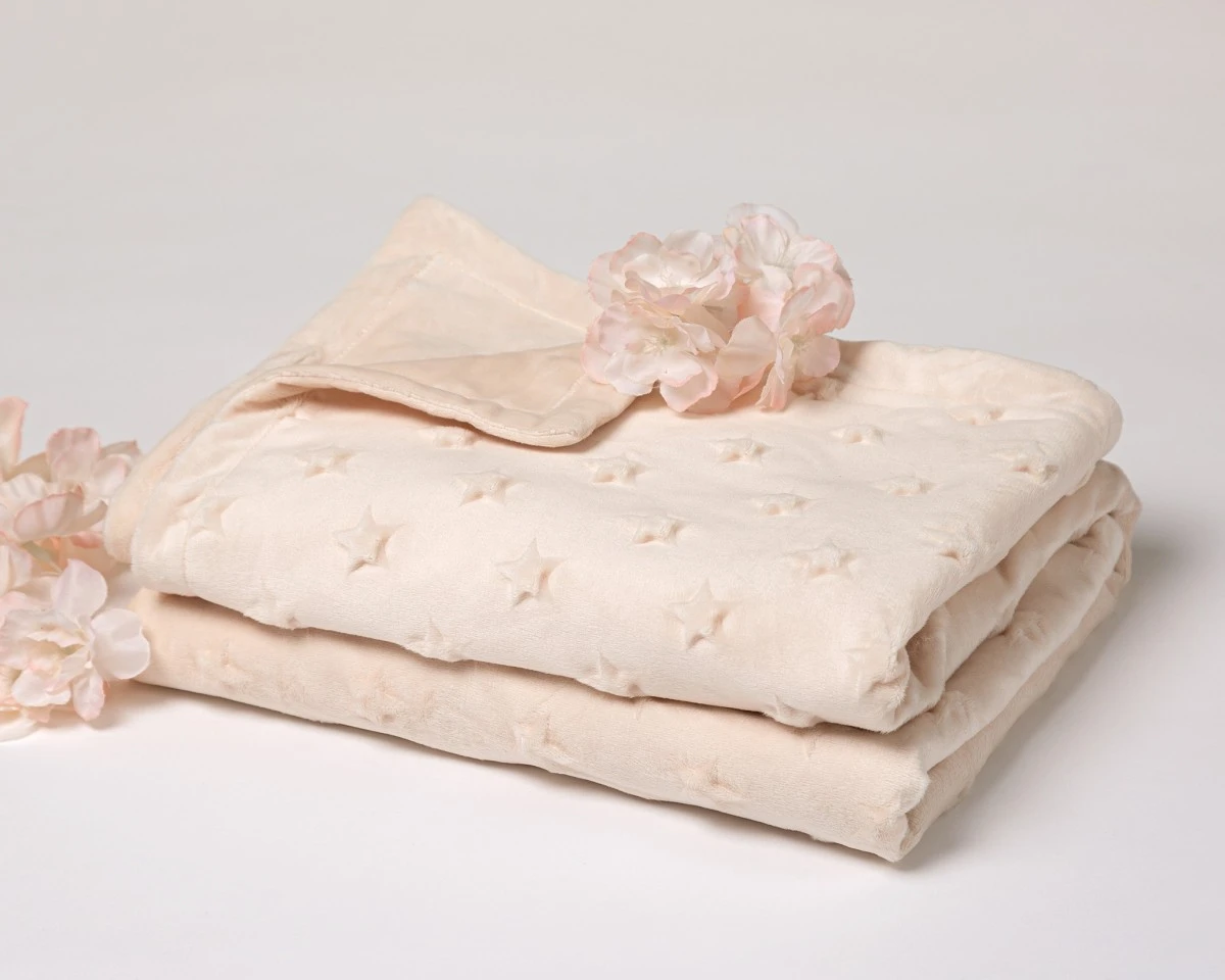 Manta Bebe Estrellas Beige Kiokids - Imagen 2