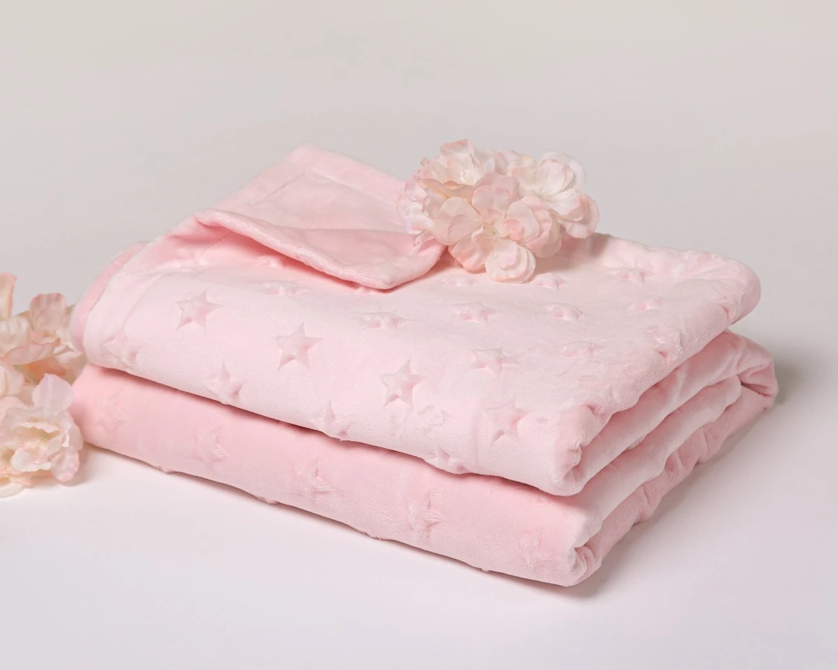 Manta Bebe Estrellas Rosa Bebe Kiokids - Imagen 2