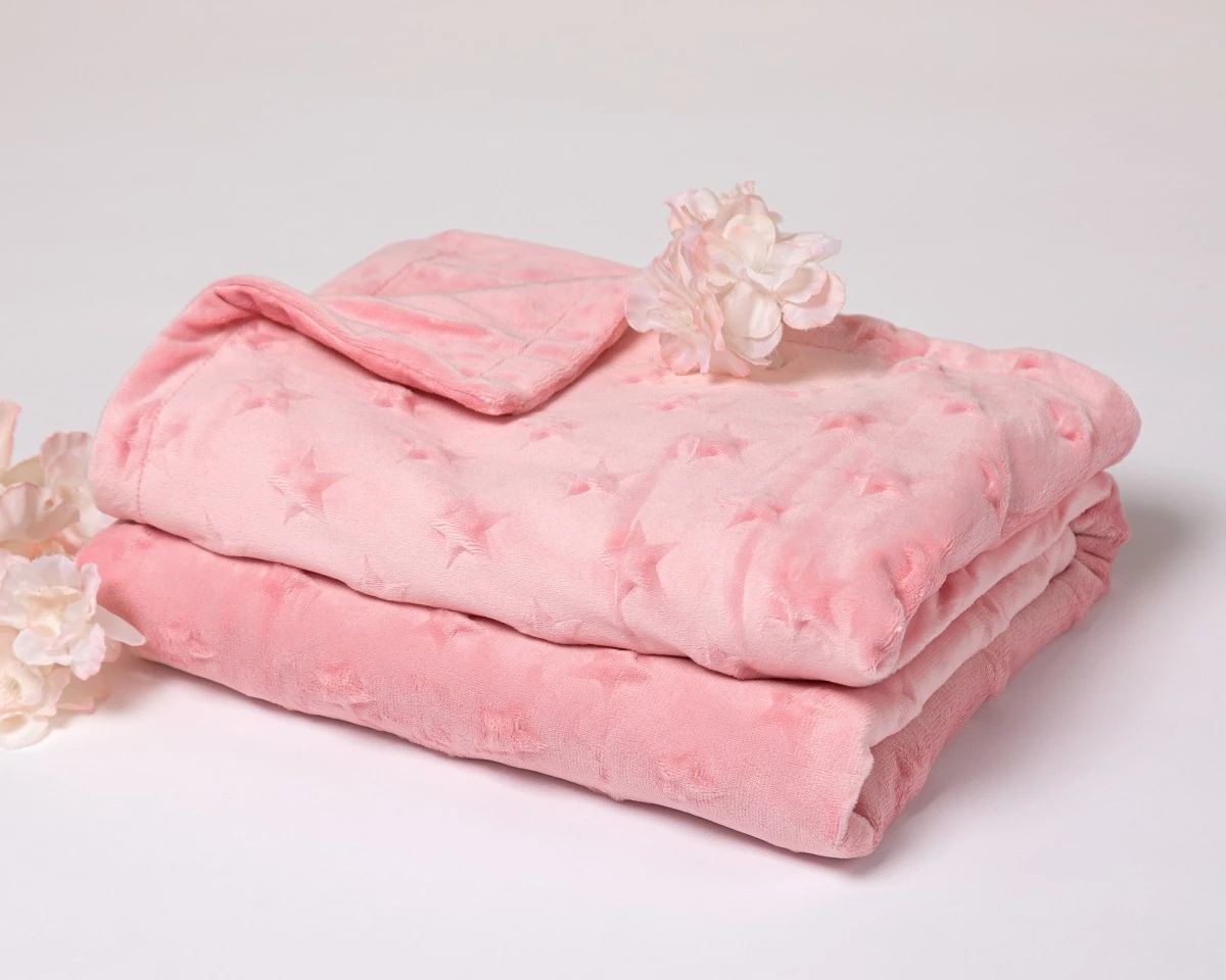 Manta Bebe Estrellas Rosa Kiokids - Imagen 2