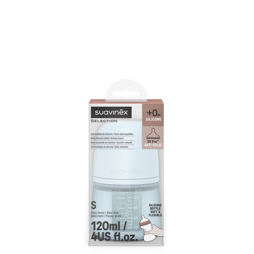 Biberón Silicona 120ML Azul Suavinex - Imagen 3