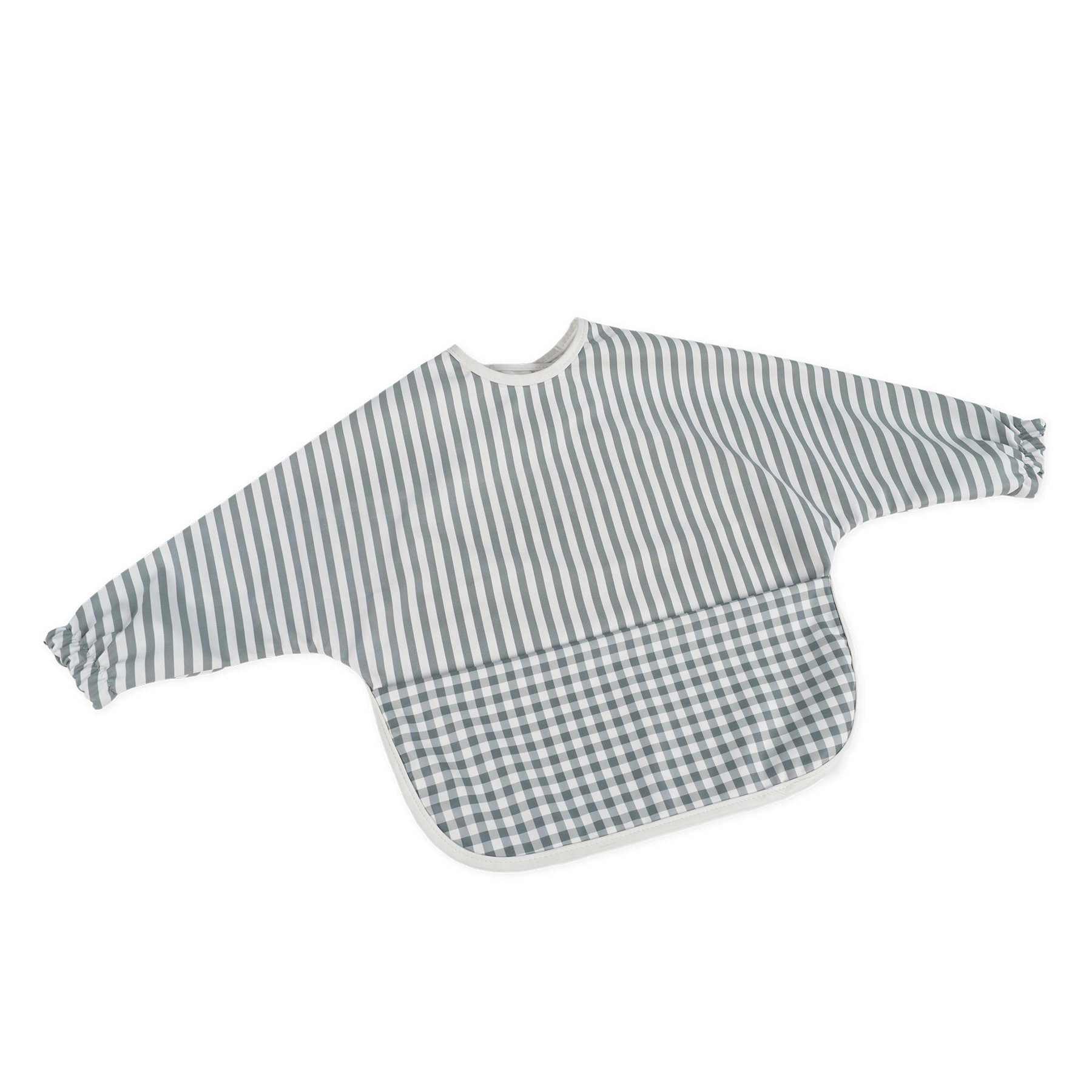 Babero con Mangas Praliné Vichy/Rayas Matcha Walking Mum - Imagen 2