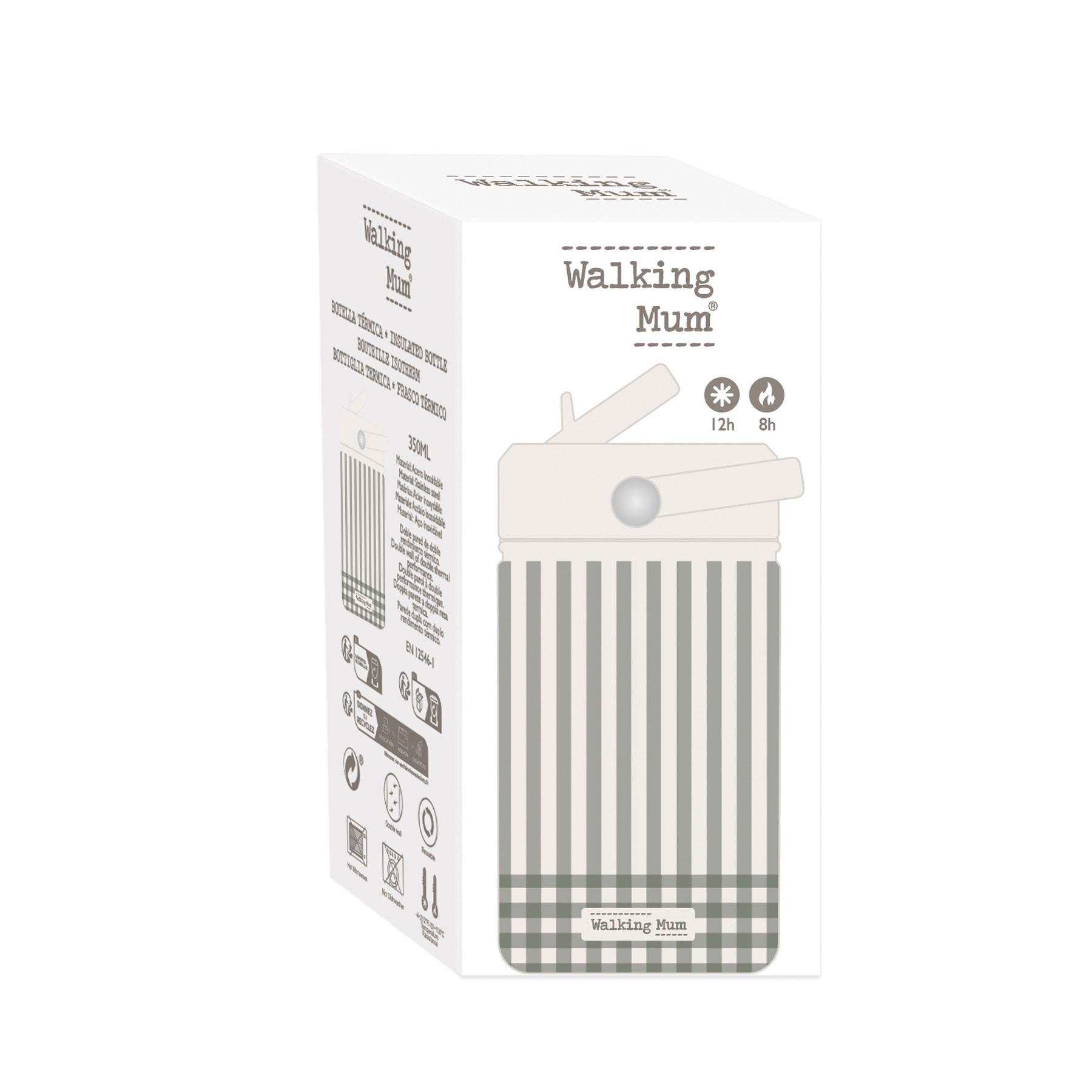 Botella Termica Praliné Vichy/Rayas Matcha Walking Mum - Imagen 6