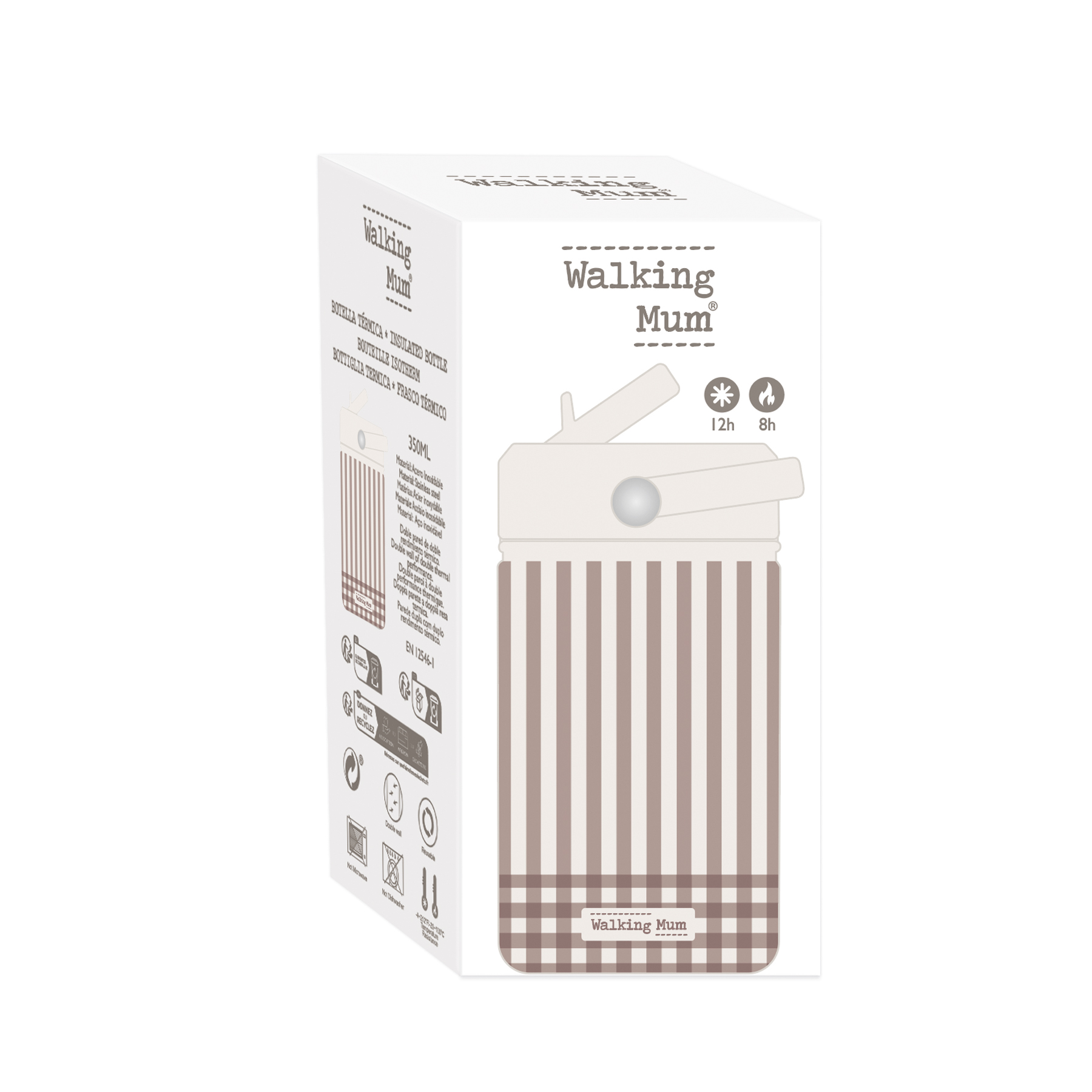 Botella Termica Praliné Vichy/Rayas Moka Walking Mum - Imagen 6