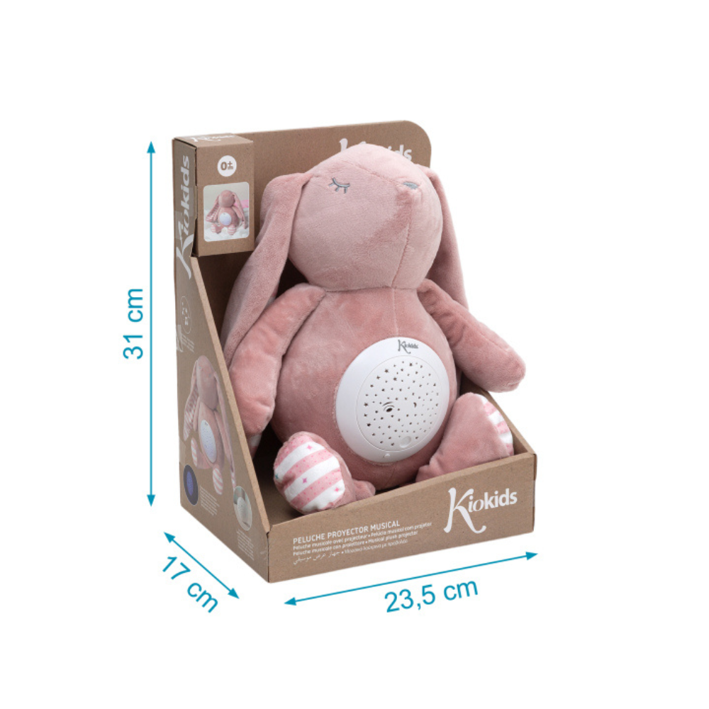 Peluche luz y sonido Conejo Rosa Kiokids - Imagen 6